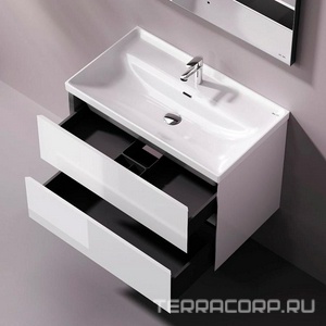 Тумба подвесная 80 см, 2 выдвижн.ящика, раковина в комплекте, цвет белый глянец AMPM Above M9X-FHX0802WG-WCC0800WG