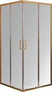 Душевой уголок 1000х1000хh1950мм, квадрат, (стекло прозр.Idrorepellente 6мм, фурн.цв.брашированное золото),  ZZ Cezares Molveno MOLVENO-A-2-100-C-BORO-IV