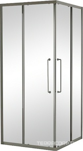 Душевой уголок 900х900хh2000мм, квадратн., 2 сдвижные дверцы с 2-мя неподв. сегм. (стекло прозрачное 8 мм, фурнит.цв.оружейная сталь), Relax ZZ Cezares relax RELAX-304-A-2-90-C-GM