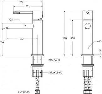 Смеситель для раковины, с д/к, (цв.брашированное золото), Relax ZZ Cezares relax RELAX-LS2-BORO