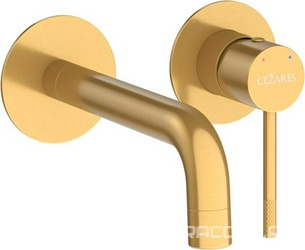 Смеситель для раковины, встраиваемый в стену, излив 200мм, (цв.брашированное золото), Relax ZZ