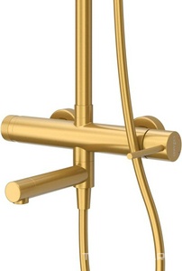 Смеситель для ванны/душа, со стационарным верхним душем d23см., шланг, лейка, кронштейн в компл., (цв.брашированное золото), Relax ZZ Cezares relax RELAX-CVD-BORO