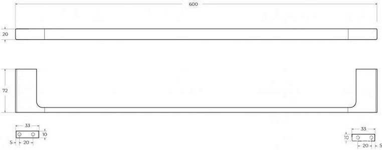 Полотенцедержатель 60см, (цв.сатин),  ZZ Cezares Slider SLIDER-TH-60-IN