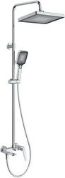 Смеситель для ванны, со стационарным верхнем душем 32,8х23см., душевая лейка, шланг в компл., (цв.хром), Liner ZZ
