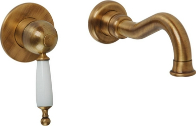 Смеситель для раковины, встраиваемый в стену, излив 190мм, (цв.бронза), Oxford ZZ