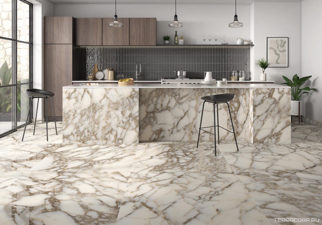 Керамогранит Pamesa Arabescato Rain Gold Luxglass 60x120 XX Бежевый, фото 1