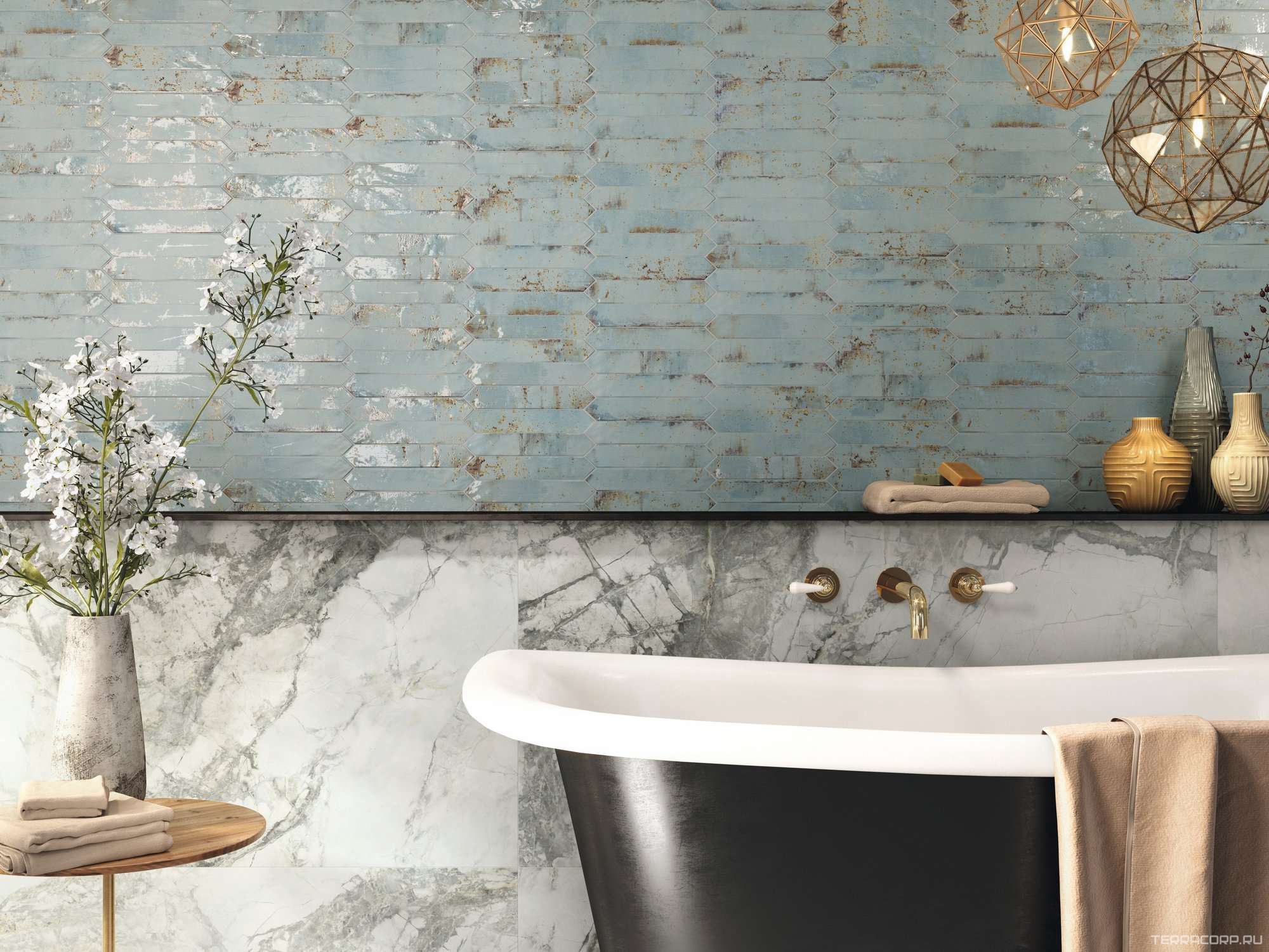 Керамическая плитка APE Ceramica Grunge Picket Aqua 4,3x24,3 Голубой, фото 1