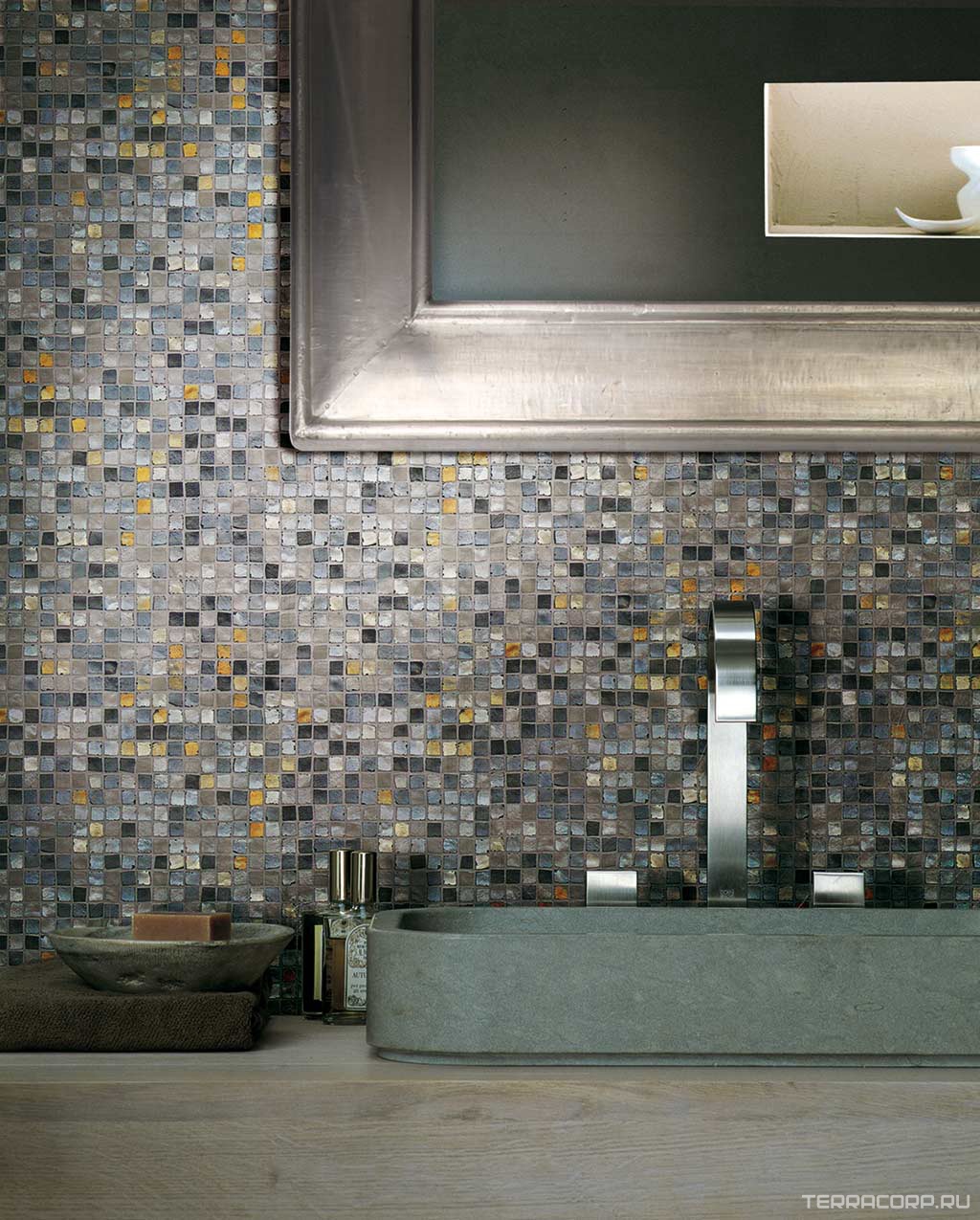 Мозаика Florim Vetro Mosaico Melange Scuro 1.8x1.8 30x30 Комбинированный, фото 1