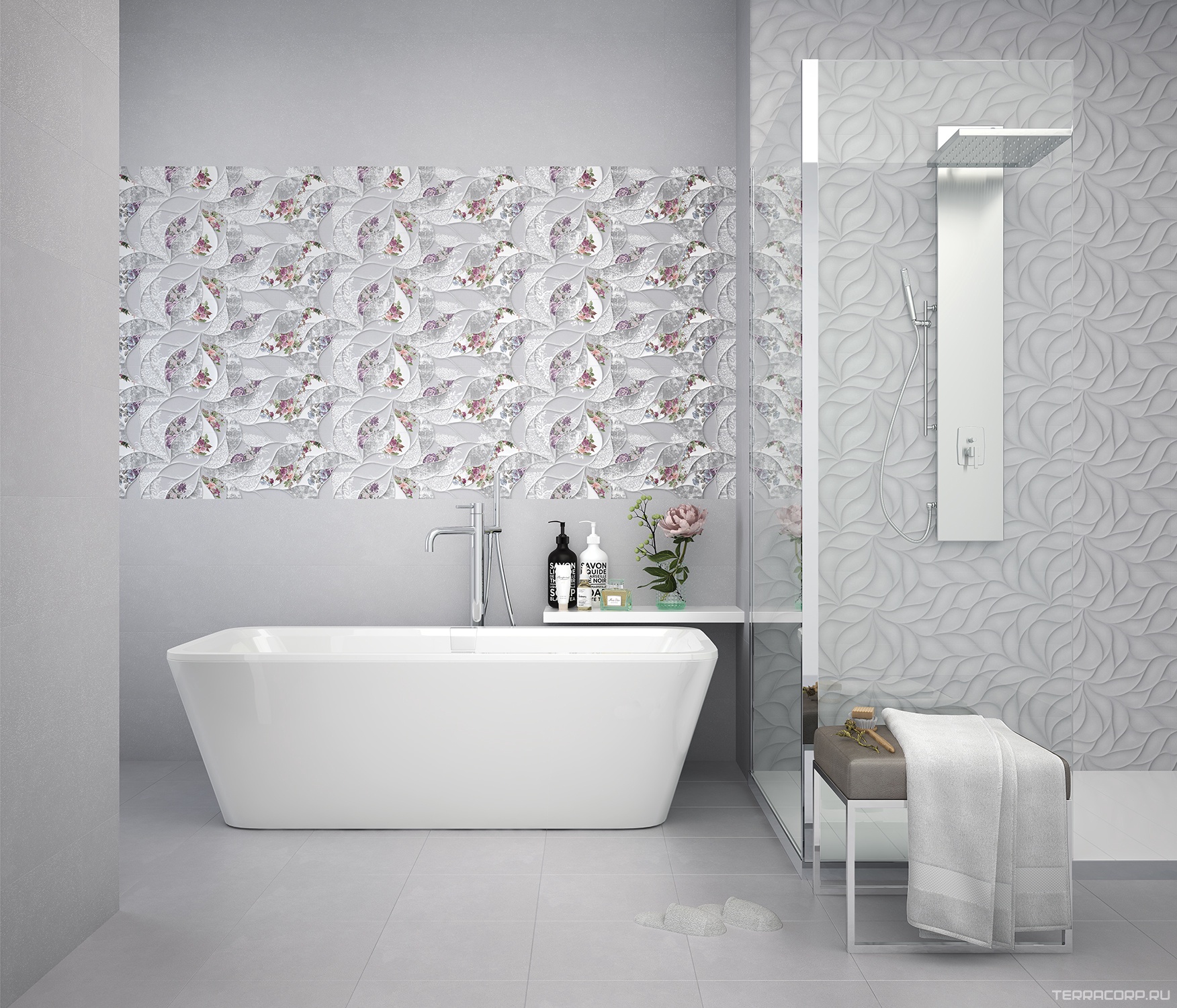Керамическая плитка Eletto Malwiya Grey "Floris"24.2x70 Серый, фото 1