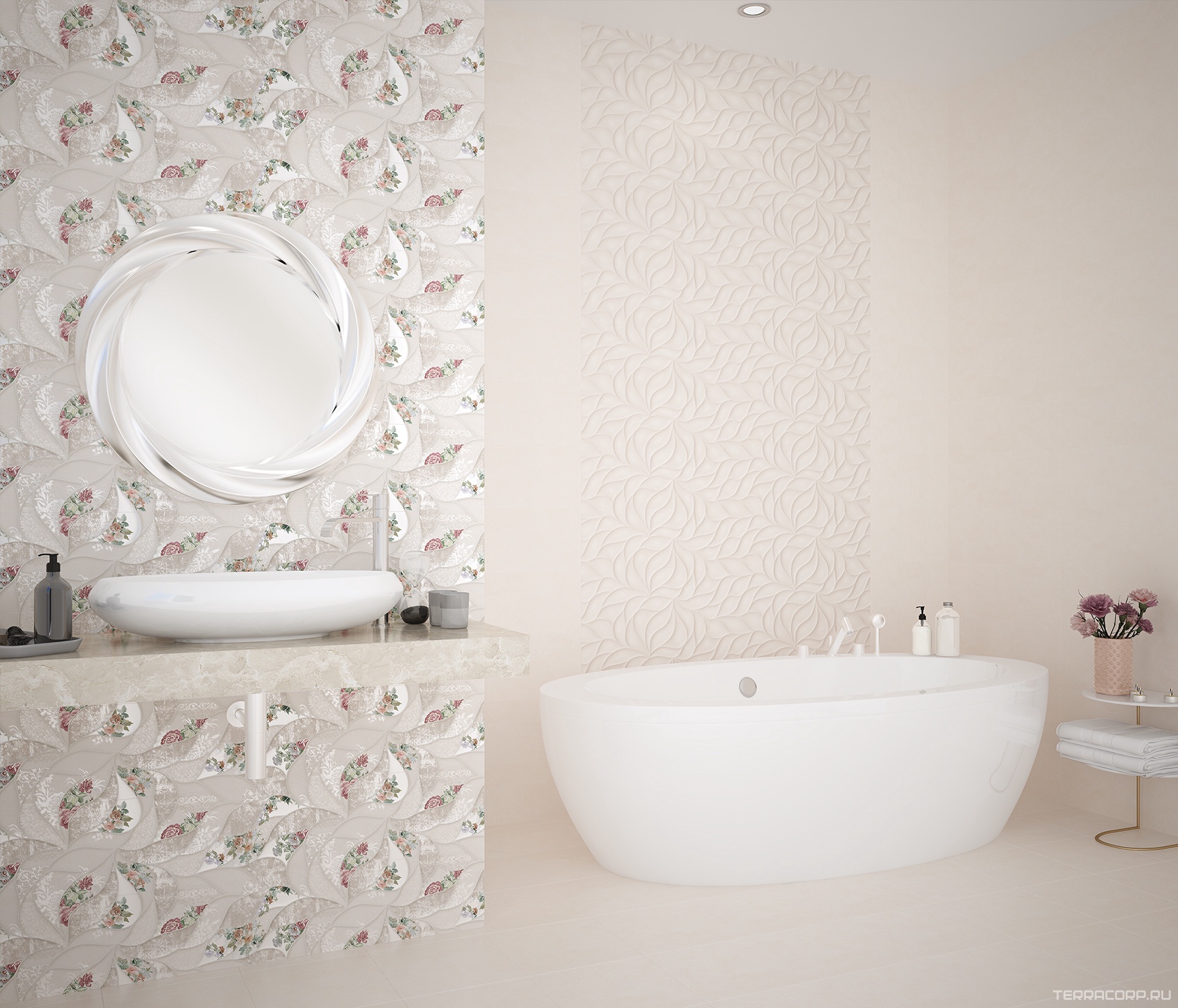 Керамическая плитка Eletto Malwiya Milk "Floris"24.2x70 Белый, фото 1