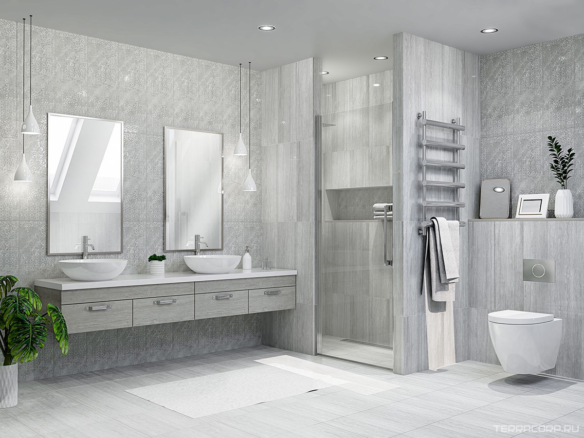 Керамическая плитка Eletto Trevi Декор grey ornato onda 25.1х70.9 Серый, фото 1