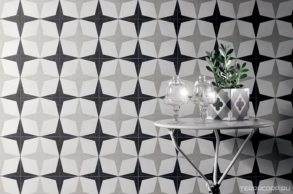 Керамогранит Fioranese Cementine Black & White B&W 1 20x20 Комбинированный, фото 1