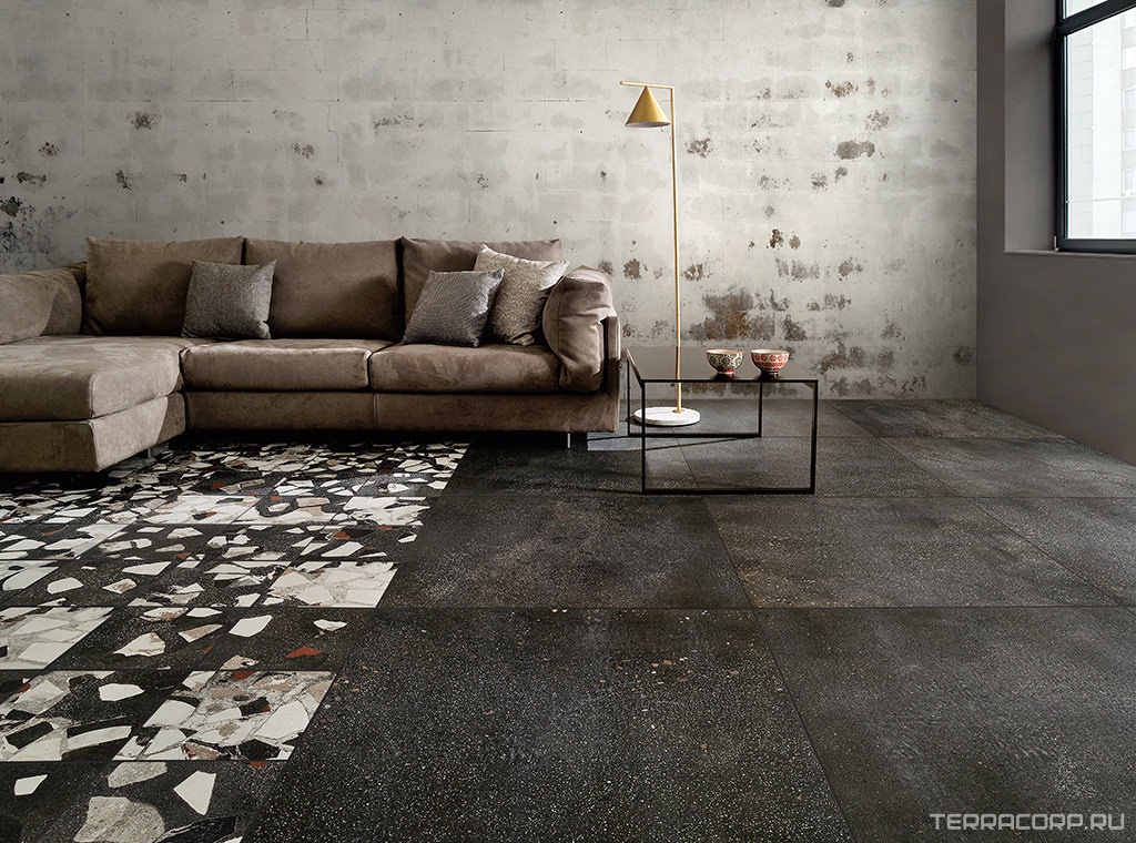 Керамогранит Fioranese I Cocci Grafite nat/rett 90x90 Черный, фото 1