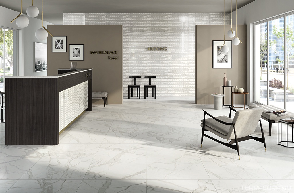 Керамогранит Fioranese Marmorea Bianco Statuario Lev Rett (п.п) 60x60 Белый, фото 1