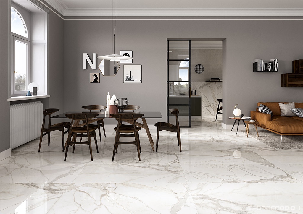 Керамогранит Fioranese Marmorea Bianco Calacatta Lev Rett (п.п) 60x60 Белый, фото 1