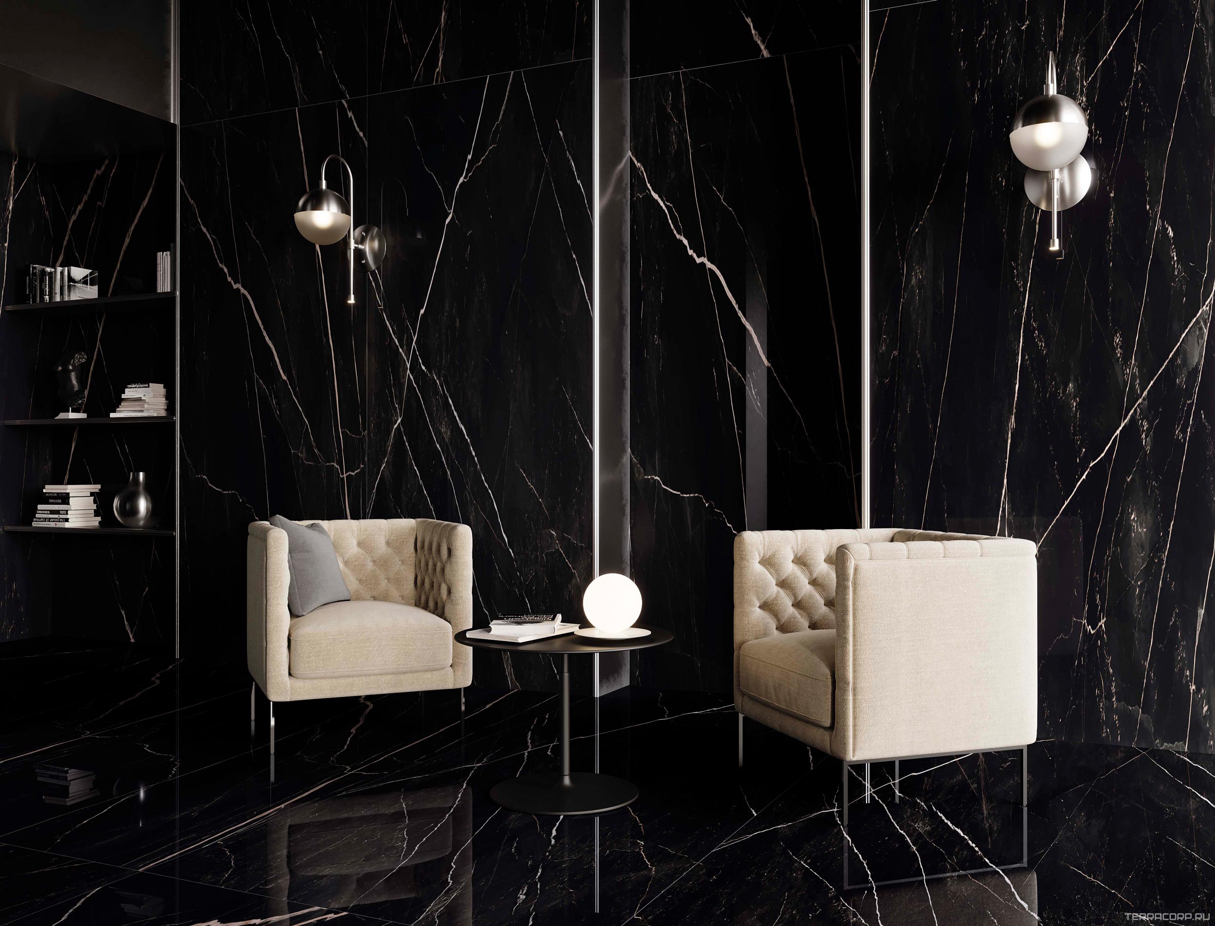 Керамогранит AtlasConcorde Россия EMPIRE Empire Calacatta Black 80x160 Lapp/ЭМПАИР КАЛАК. БЛЭК 80x160 ЛАП Черный, фото 1