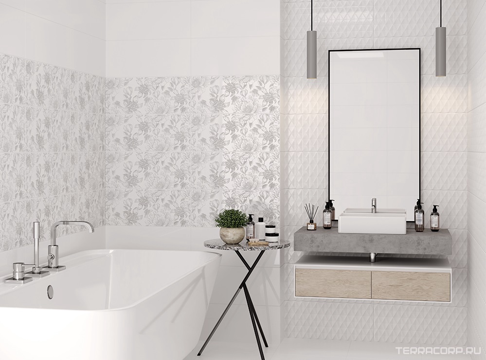 Керамическая плитка Gracia ceramica Blum white wall 02 25x60 Белый, фото 1