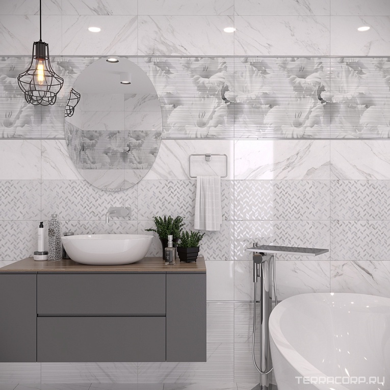 Керамическая плитка Gracia ceramica Celia white wall 01 25x60 Бежевый, фото 1