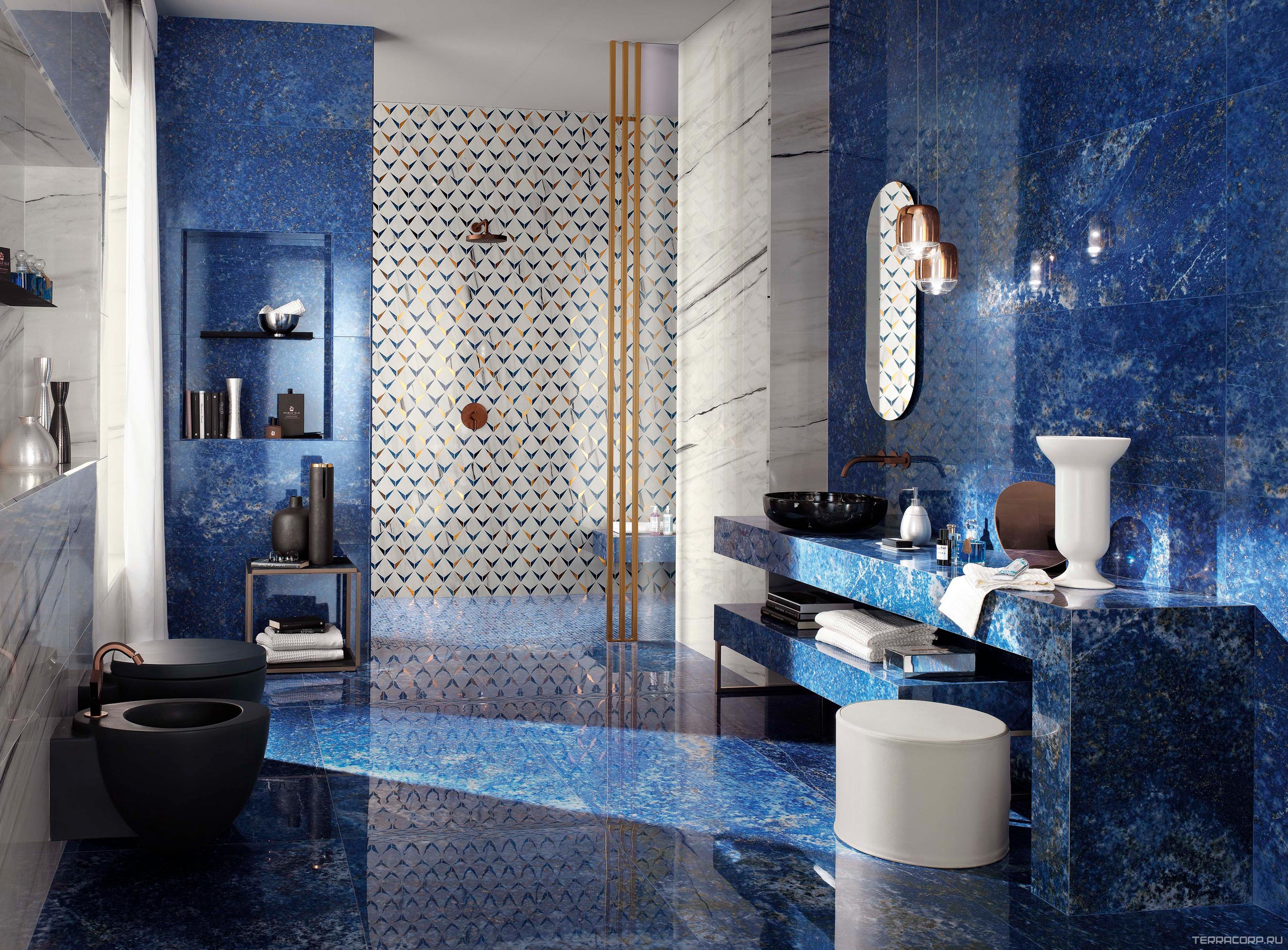 Керамогранит Atlas Concorde Italy Marvel Dream Marvel Ultramarine Mosaico Lappato 30x30 Голубой, фото 1
