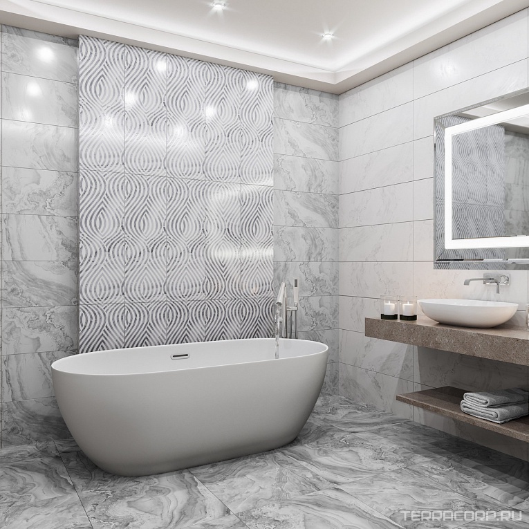 Керамическая плитка Gracia ceramica Ginevra grey light wall 01 30x90 Серый, фото 1