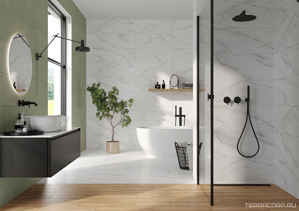 Керамическая плитка Gracia ceramica Hokku Marble matt white wall 02 30х90 Белый, фото 1