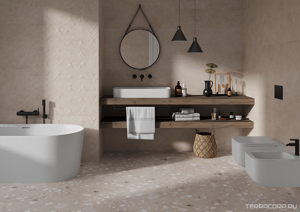 Керамическая плитка Gracia ceramica Kyoto beige decor 01 30х90 Бежевый, фото 1
