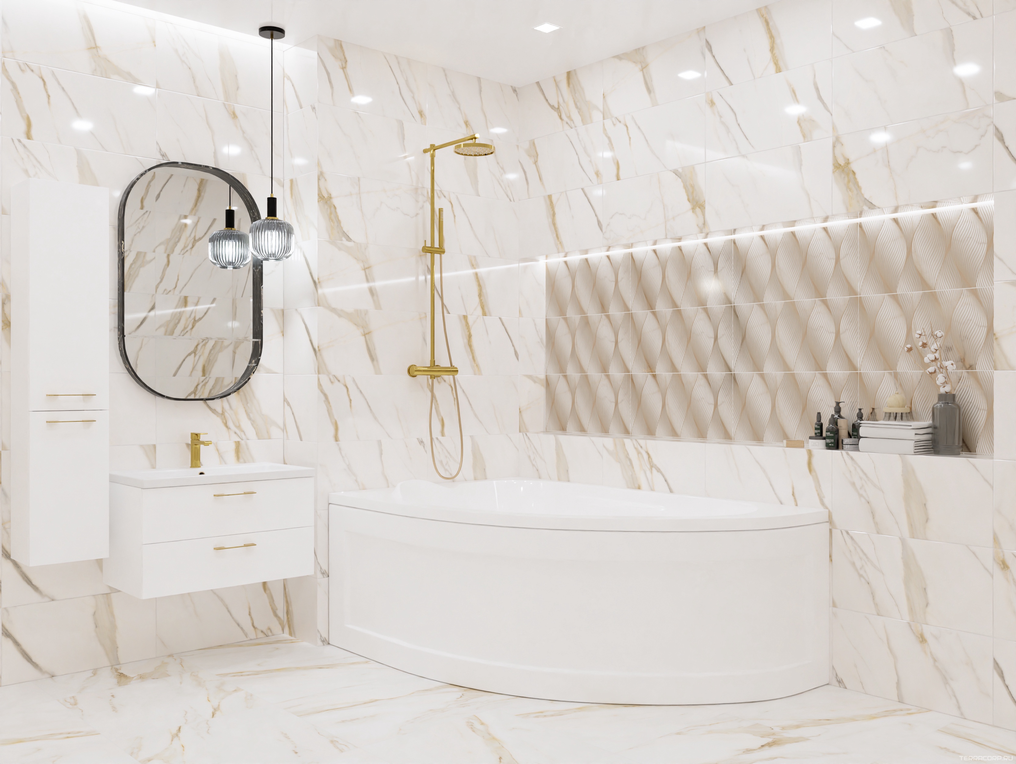 Керамическая плитка Azori Calacatta Royal Calacatta royal31.5x63 Белый, фото 3