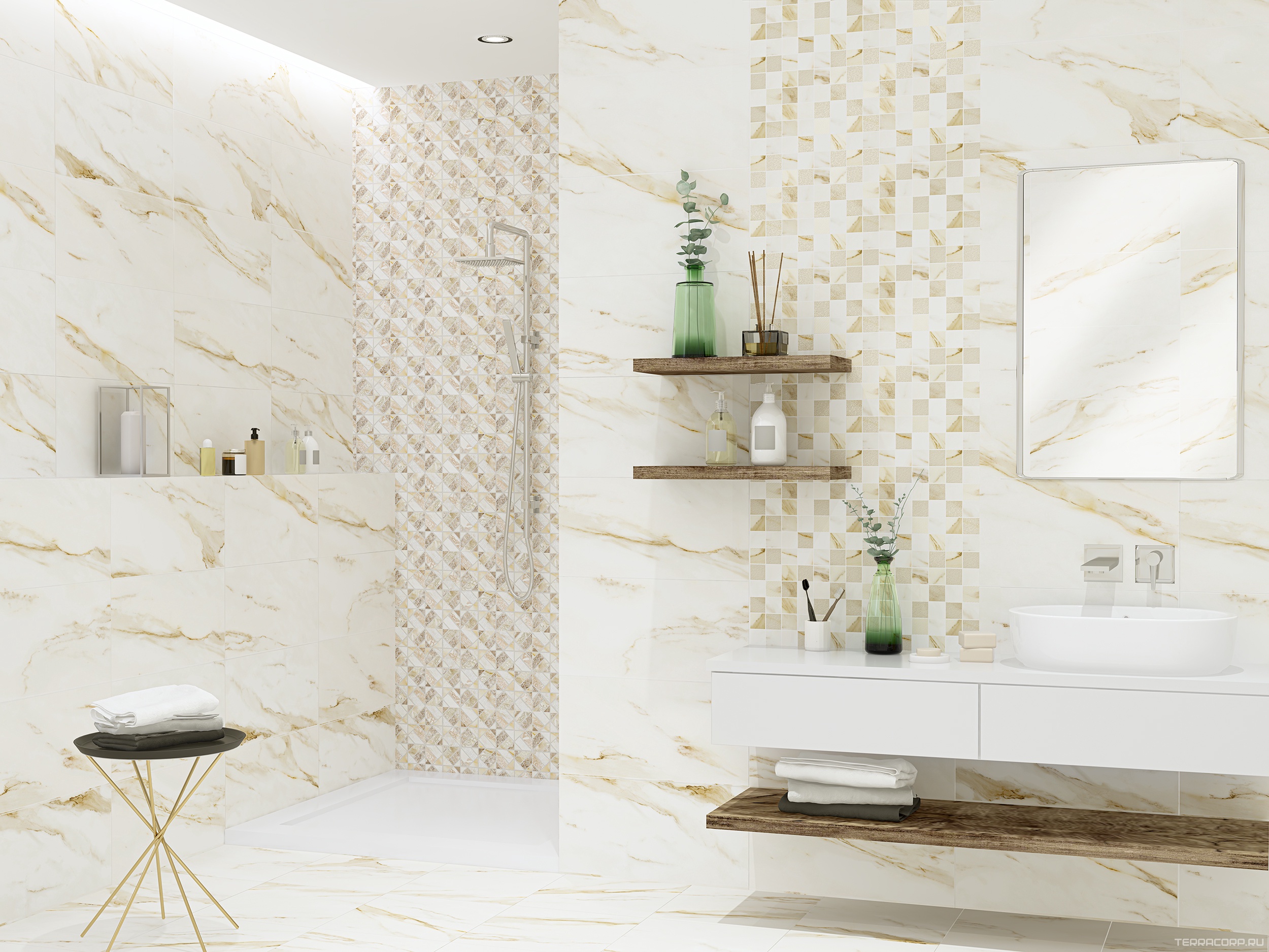 Керамическая плитка Azori Calacatta Royal 42x42 Белый, фото 1