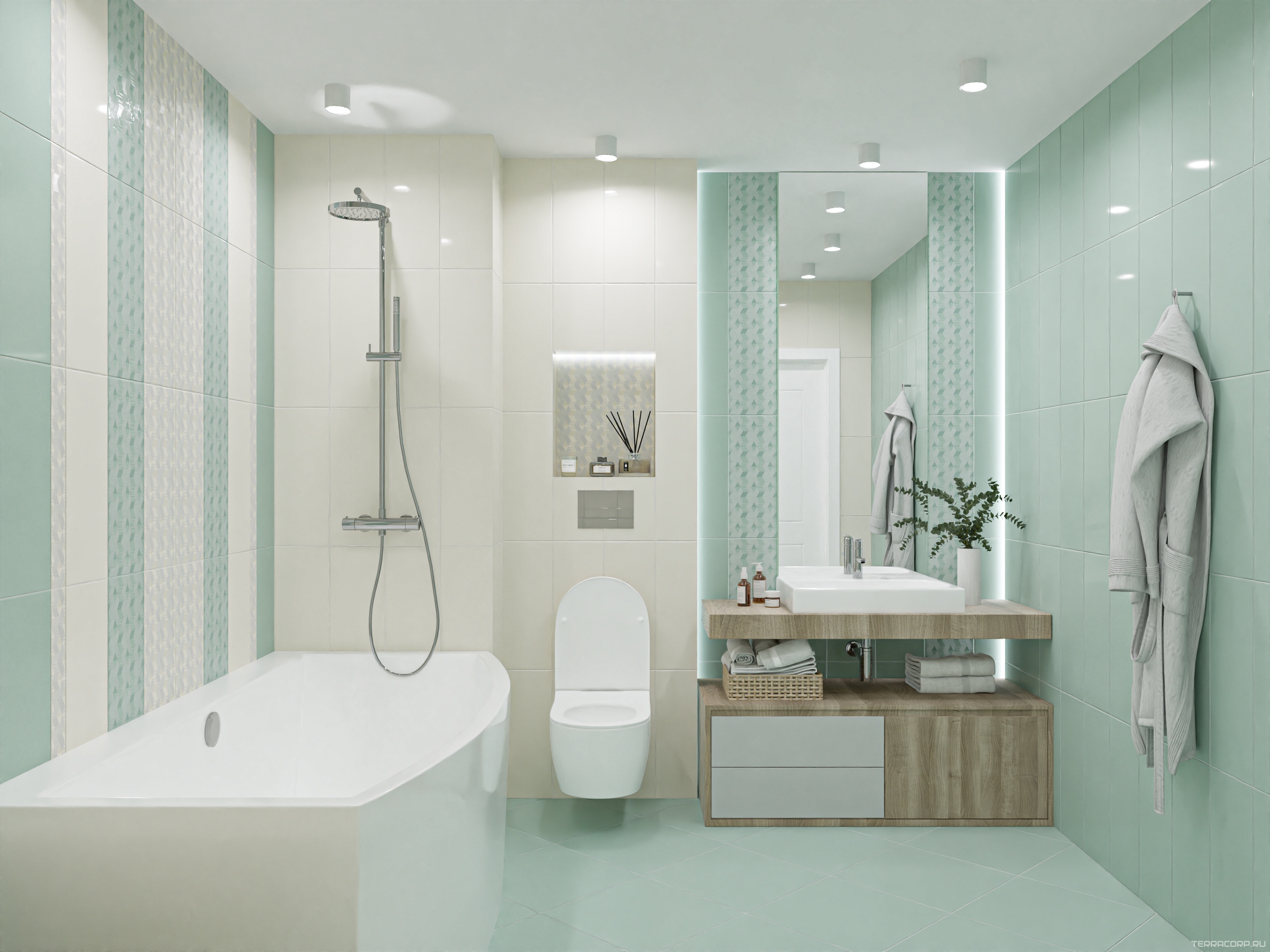 Керамическая плитка Azori Lounge Декор LOUNGE MINT GEOMETRIA 20.1x50.5 Зеленый, фото 1