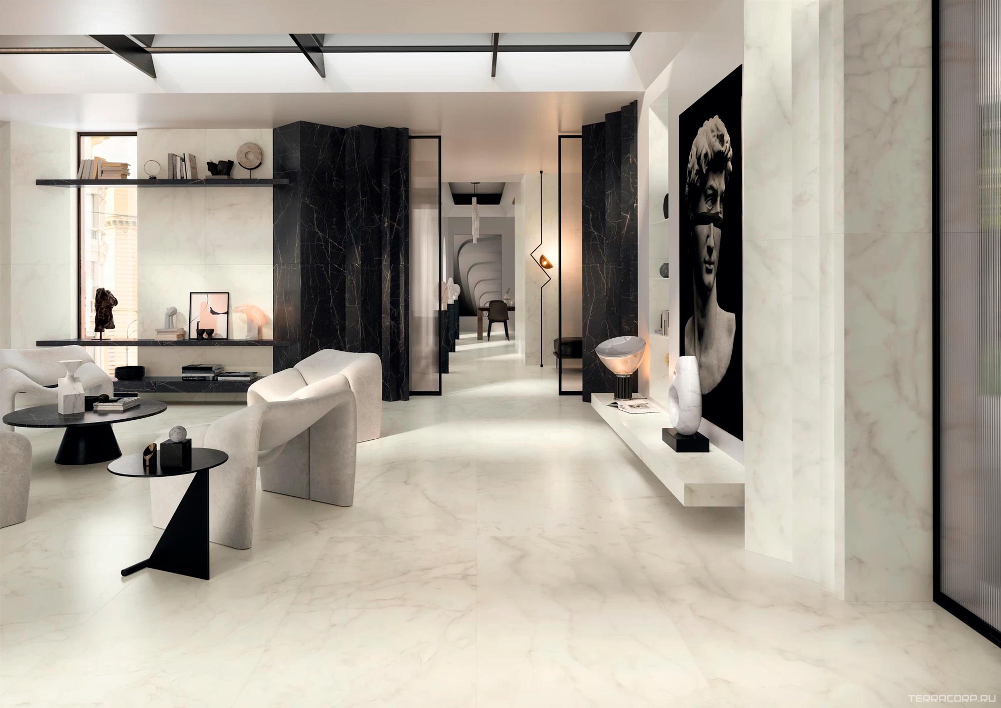 Керамогранит Atlas Concorde Italy Marvel Shine Marvel Calacatta Delicato 75x150 Silk KL Белый, фото 1