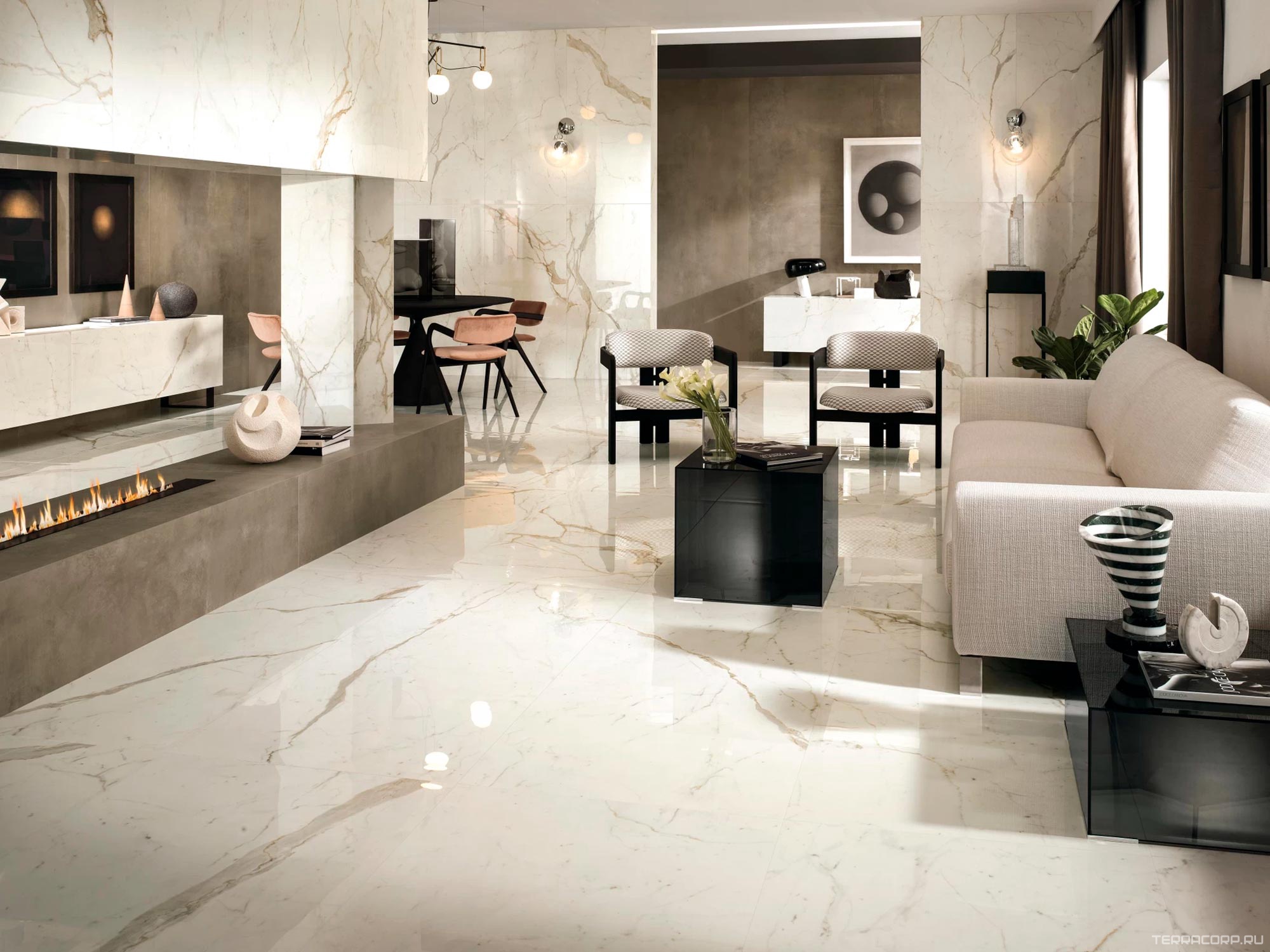 Керамогранит Atlas Concorde Italy Marvel Shine Marvel Calacatta Prestigio Lappato 60x120 Белый, фото 2