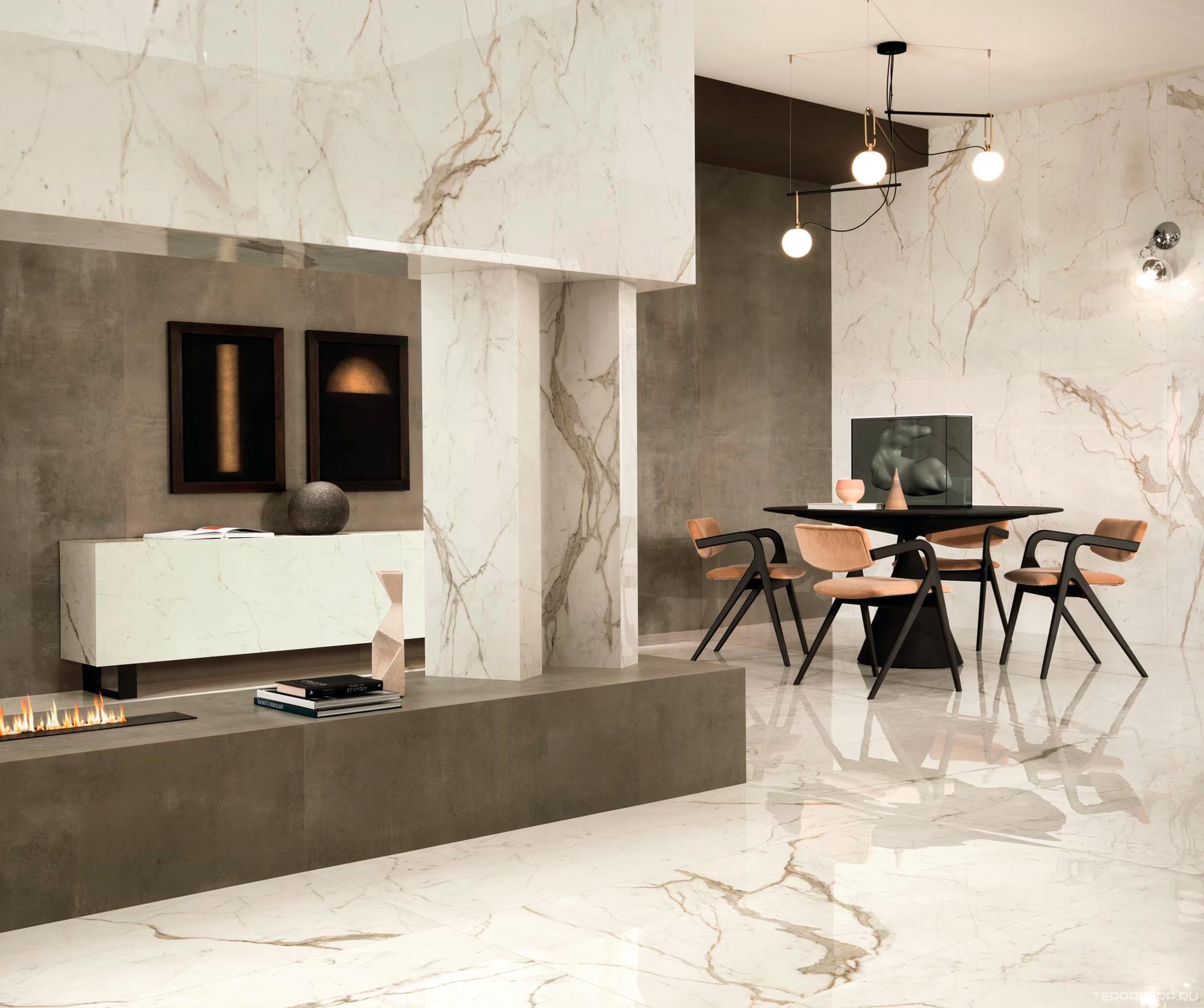 Керамогранит Atlas Concorde Italy Marvel Shine Marvel Calacatta Prestigio Lappato 60x120 Белый, фото 3