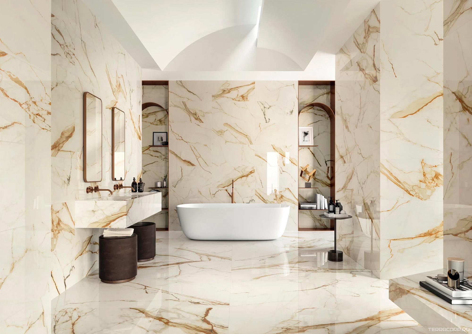 Керамогранит Atlas Concorde Italy Marvel Shine Marvel Calacatta Imperiale Lappato 60x120 Белый, фото 2