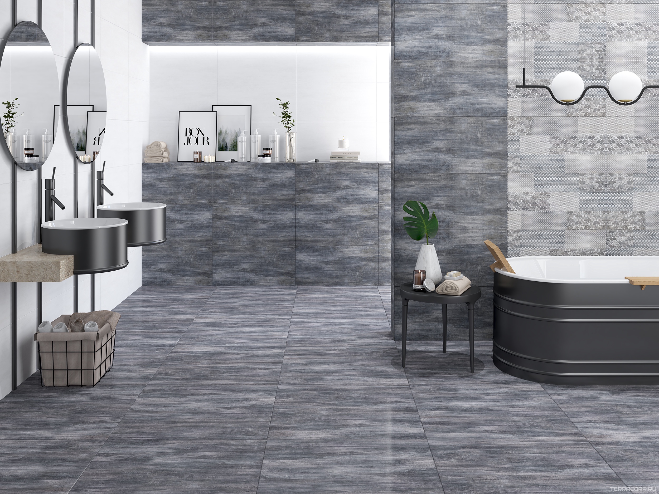 Керамическая плитка Azori Pandora Grafite XX31.5x63 Серый, фото 1