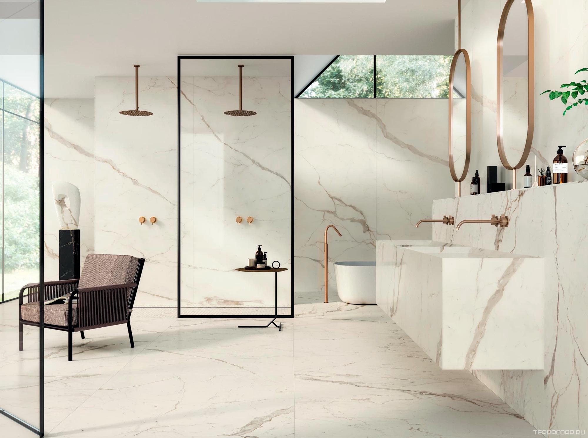 Керамогранит Atlas Concorde Italy Marvel Shine Marvel Calacatta Prestigio 75x150 Lappato Белый, фото 3