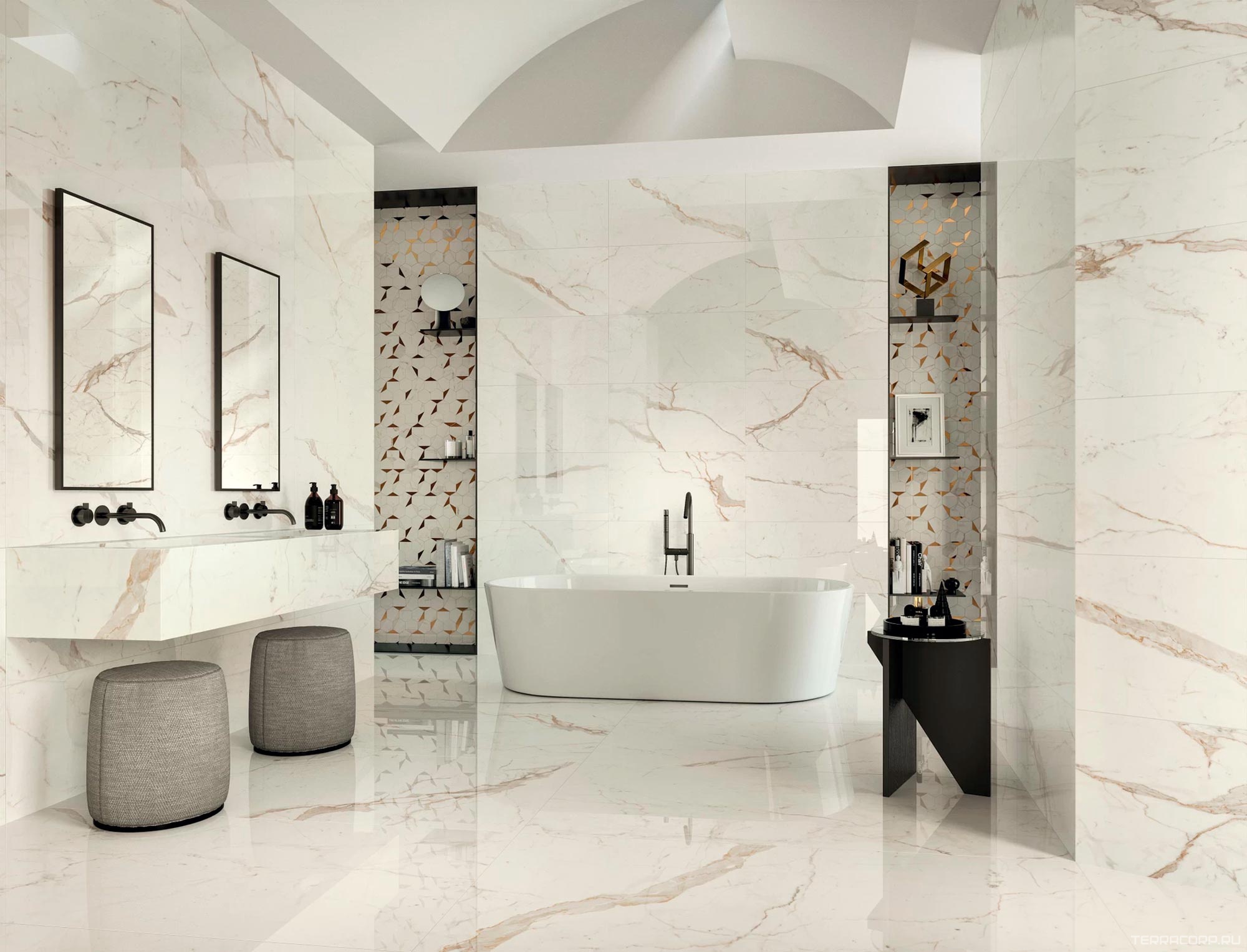 Керамогранит Atlas Concorde Italy Marvel Shine Marvel Calacatta Prestigio Lappato 60x120 Белый, фото 1