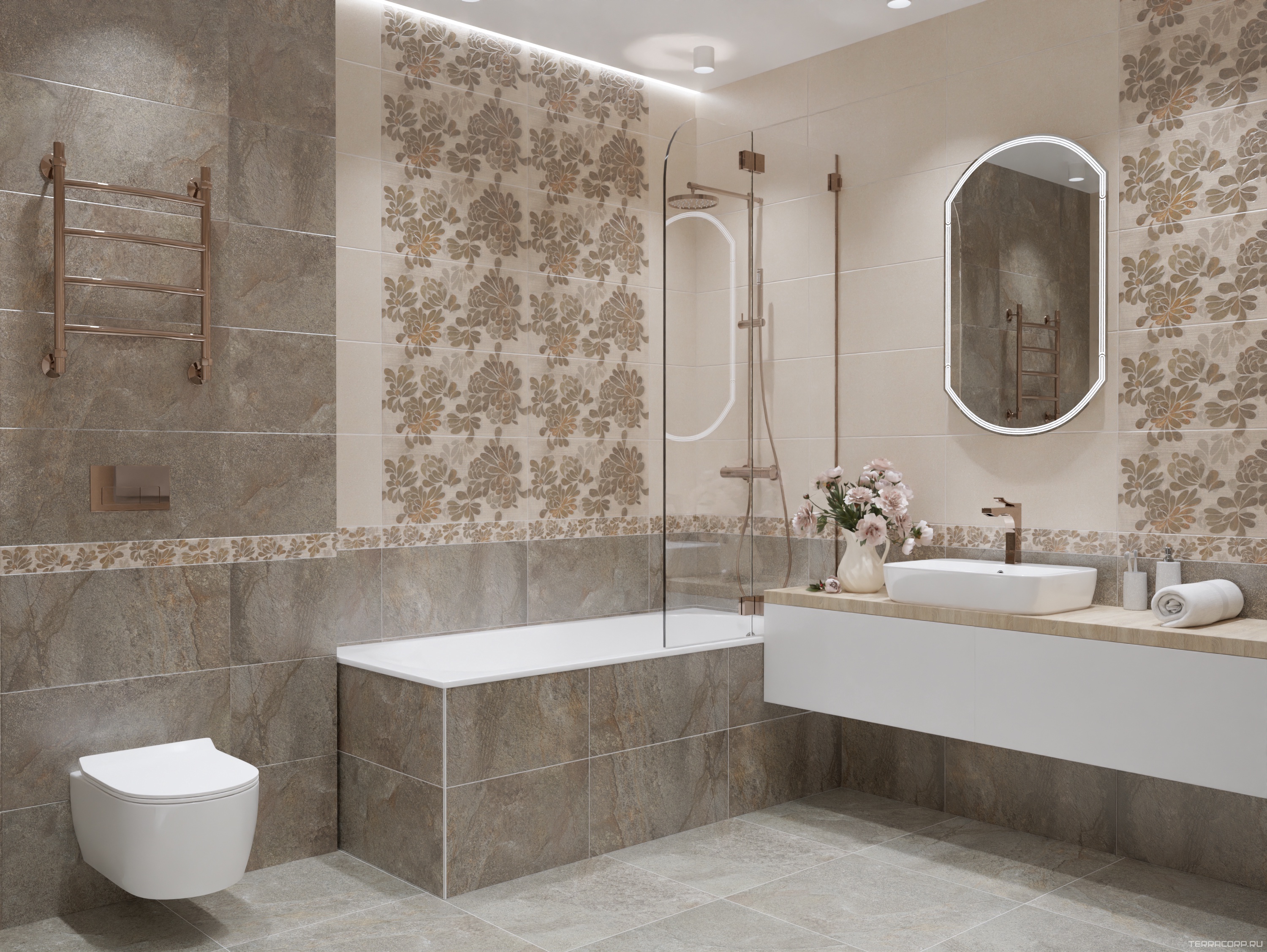 Керамическая плитка Azori STONE FLOWER 31.5x63 Бежевый, фото 1