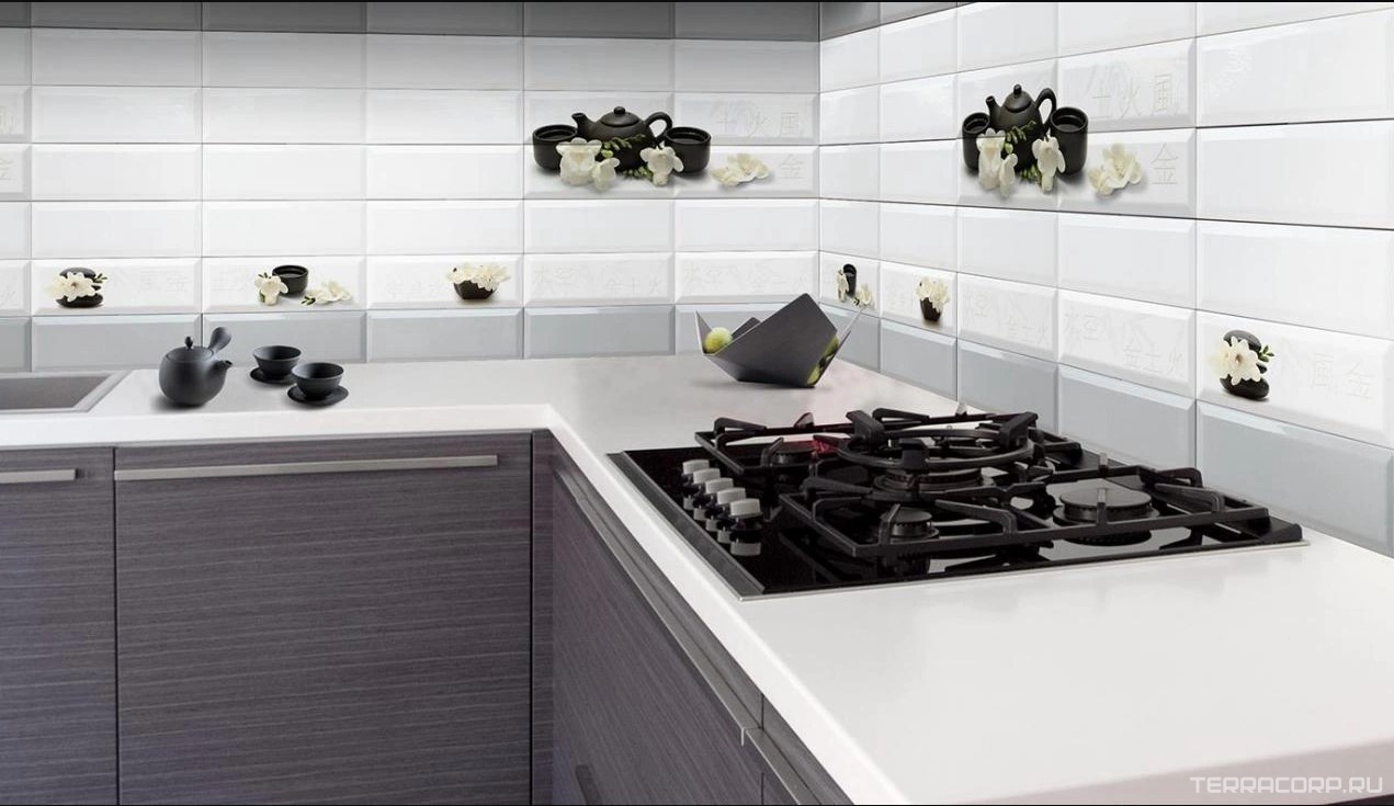 Керамическая плитка Absolut Keramika Monocolor 10x30 Decor Japan Tea 04 B 10x30 Комбинированный, фото 1
