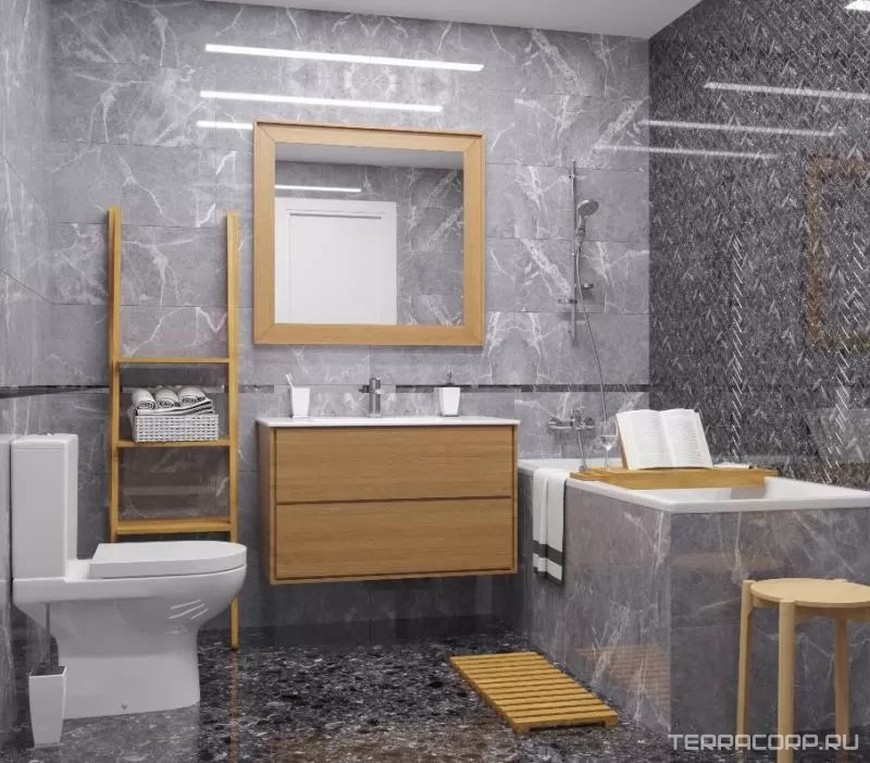 Керамогранит Kerranova Terrazzo Керамогранит K-333/MR Dark Grey ZZ30х60 Серый, фото 1