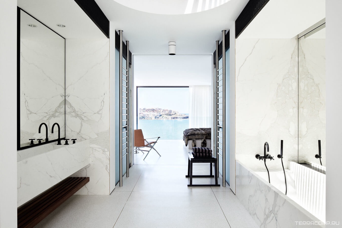 Керамогранит Laminam Rus I Naturali Marmi Calacatta Oro Venato 5,6 mm 100x300 Белый, фото 1