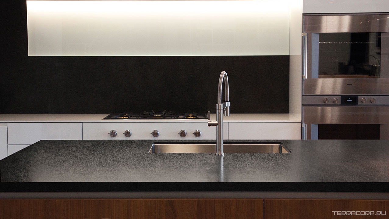 Керамогранит Laminam Rus Seta Liquorice 3.5 mm 100x300 Серый, фото 1