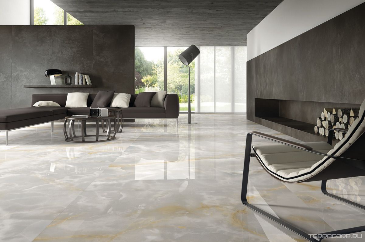 Керамогранит Ariostea Ultra Onici Onice Grigio Lucidato (Shiny) 6 mm 75x150 Комбинированный, фото 1