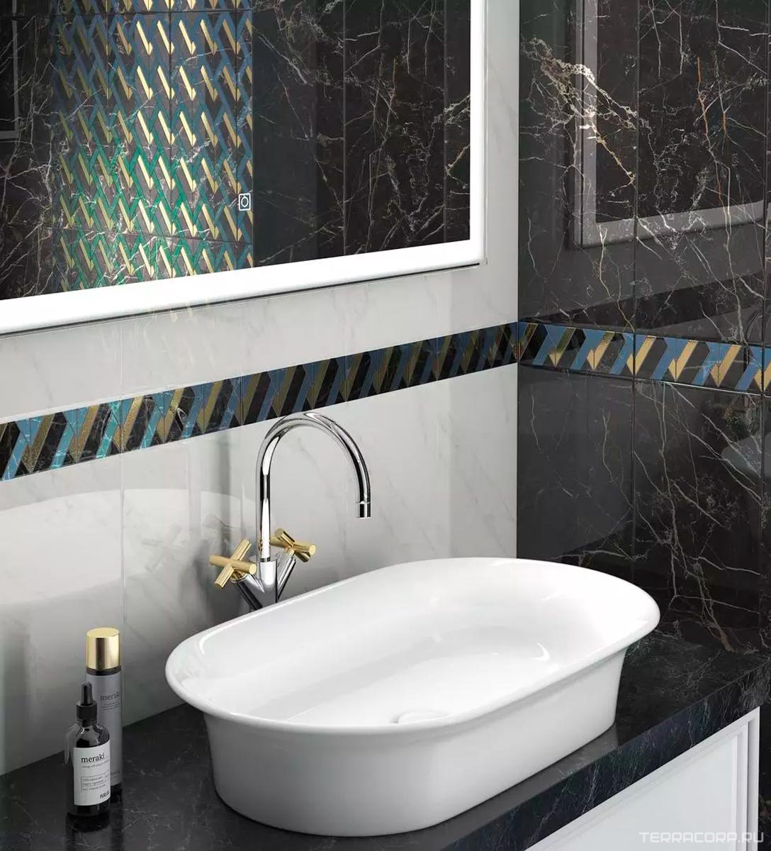 Керамическая плитка Kerama Marazzi Алькала Декор 20x50 Черный, фото 1