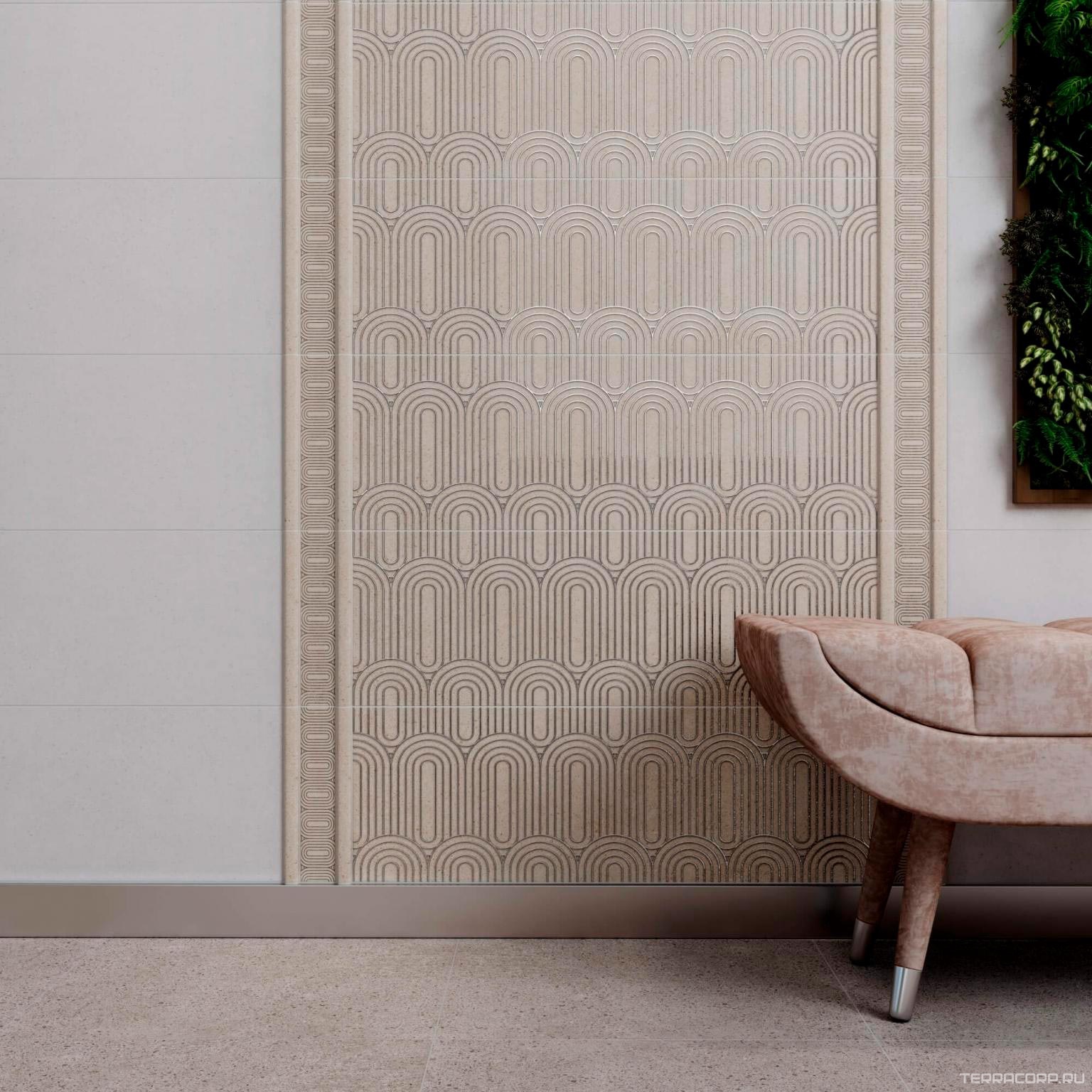 Керамическая плитка Kerama Marazzi Безана Декор бежевый обрезной 25x75 Бежевый, фото 1
