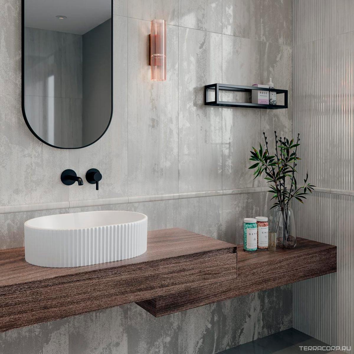 Керамическая плитка Kerama Marazzi Белем Декор серый светлый глянцевый обрезной 30х89,5 Серый, фото 7