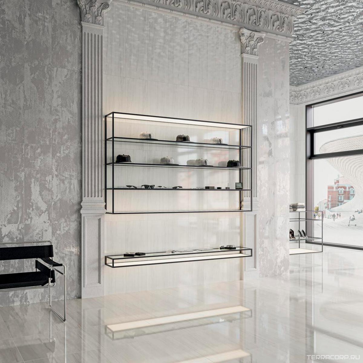 Керамическая плитка Kerama Marazzi Белем Декор серый светлый глянцевый обрезной 30х89,5 Серый, фото 6