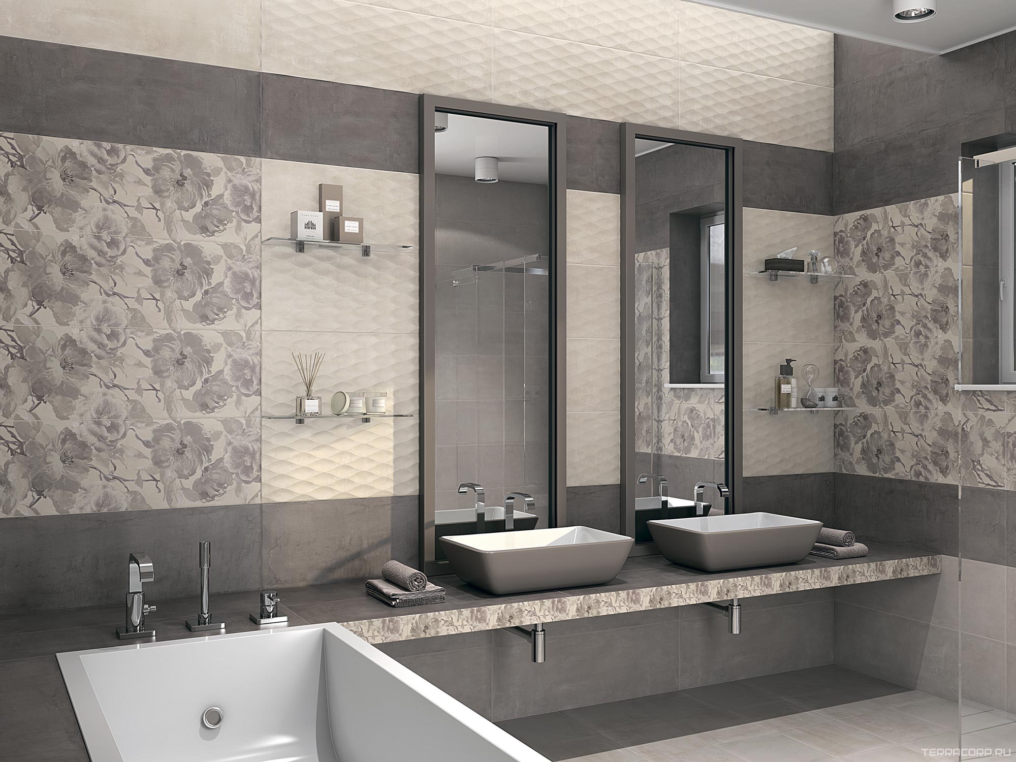 Керамическая плитка Kerama Marazzi Беневенто Декор серый обрезнойXX 30х89.5 Серый, фото 1