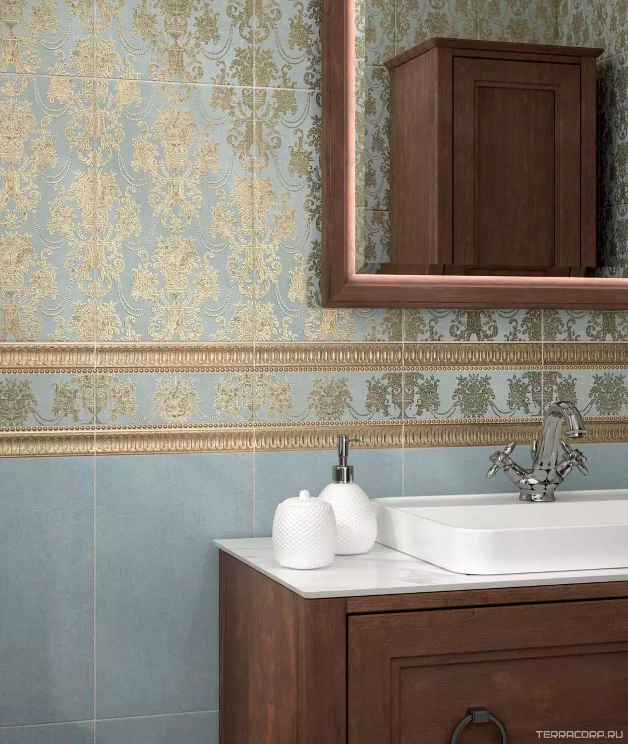 Керамическая плитка Kerama Marazzi Борромео Бордюр 25x7,7 Голубой, фото 5