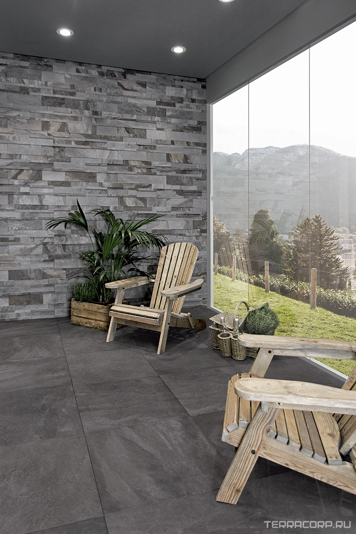 Керамогранит Pastorelli Denverstone DE ANTRACITE 20 mm nat ZZ60x60 Черный, фото 1