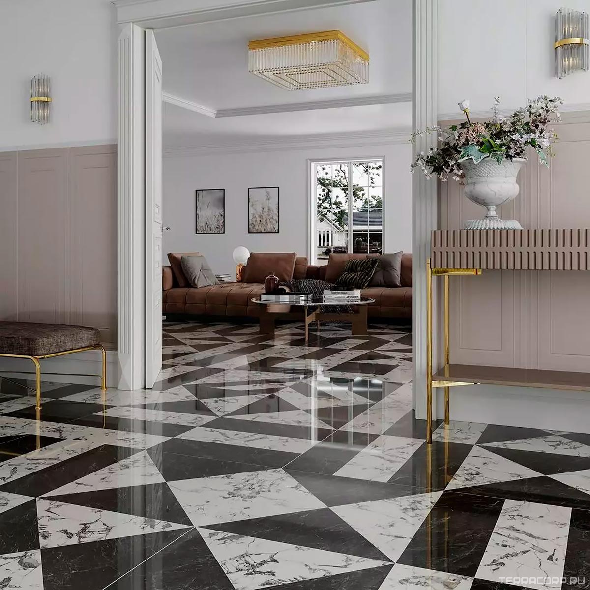 Керамогранит Kerama Marazzi Бьянко Неро белый чёрный лаппатированный 60x119,5 Белый, фото 1
